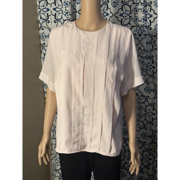 Christian Dior Pleated Pastel Pink Vintage Blouse Shirt SZ 6 - Picture 1 of 15